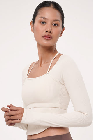 Nue Long Sleeve Bra Top in Ivory
