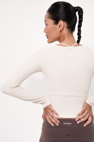 Nue Long Sleeve Bra Top in Ivory