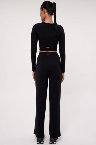 Ripple Long Sleeve Bra Top in Black