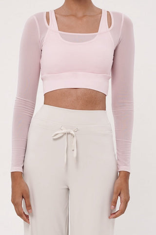 Rivera Long Sleeve Bra Top in Blush