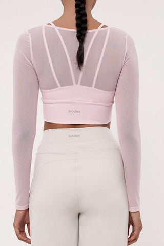 Rivera Long Sleeve Bra Top in Blush