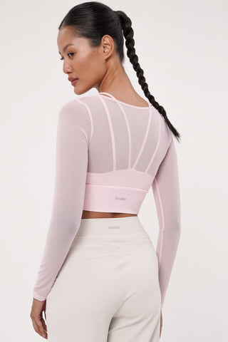 Rivera Long Sleeve Bra Top in Blush