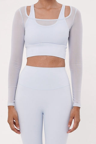 Rivera Long Sleeve Bra Top in Cloudy Blue