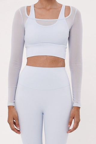 Rivera Long Sleeve Bra Top in Cloudy Blue