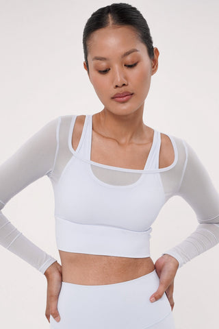 Rivera Long Sleeve Bra Top in Cloudy Blue