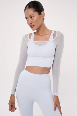 Rivera Long Sleeve Bra Top in Cloudy Blue