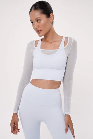 Rivera Long Sleeve Bra Top in Cloudy Blue