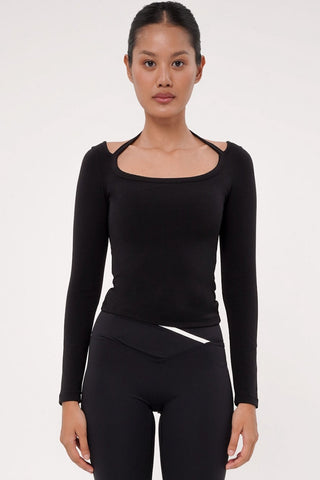 Solace Long Sleeve Bra Top in Black