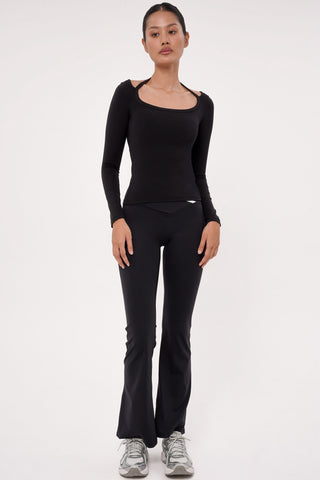 Solace Long Sleeve Bra Top in Black