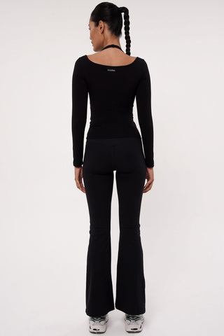 Solace Long Sleeve Bra Top in Black