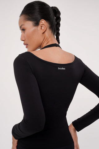 Solace Long Sleeve Bra Top in Black
