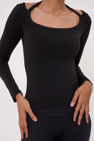 Solace Long Sleeve Bra Top in Black