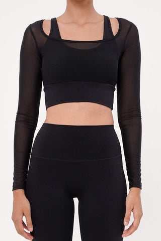 Rivera Long Sleeve Bra Top in Black