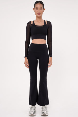 Rivera Long Sleeve Bra Top in Black