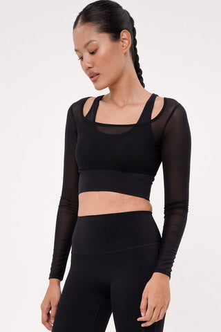 Rivera Long Sleeve Bra Top in Black