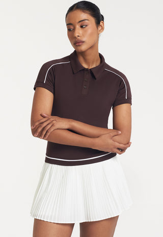 Archer Contrast Polo Top in Espresso