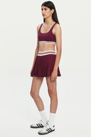 Aline Pleated Skirt in Maroon