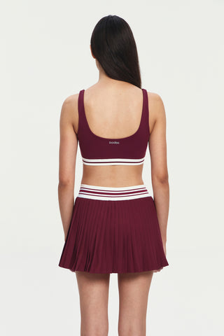 Aline Pleated Skirt in Maroon