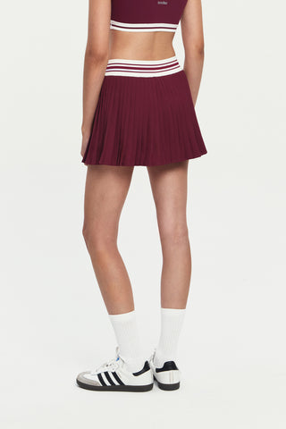 Aline Pleated Skirt in Maroon