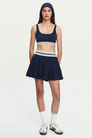 Aline Pleated Skirt in Midnight Navy