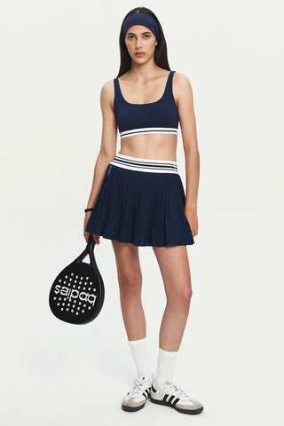 Aline Pleated Skirt in Midnight Navy
