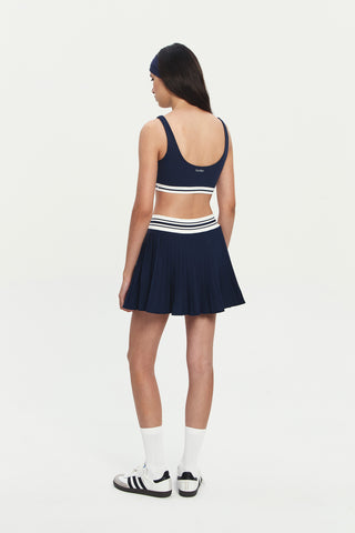 Aline Pleated Skirt in Midnight Navy