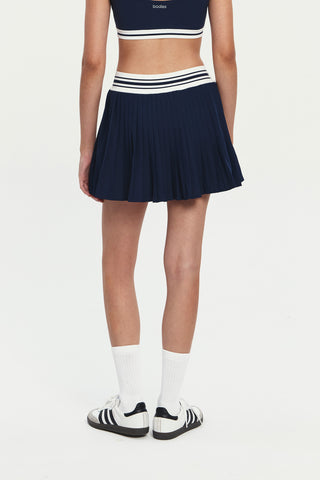 Aline Pleated Skirt in Midnight Navy