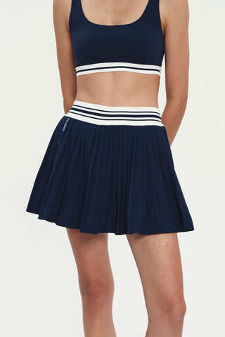 Aline Pleated Skirt in Midnight Navy