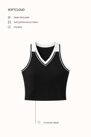 Deuce Contrast Polo Top in Black (Last Pieces)