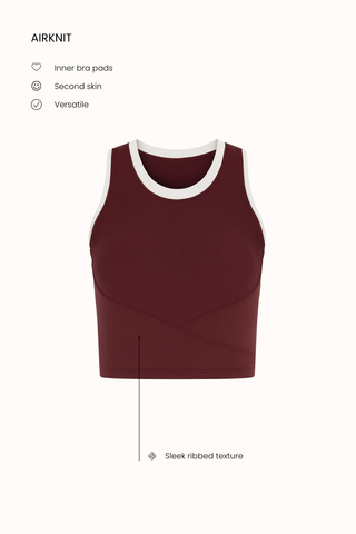 Muse Rib Bra Top in Burgundy Wine