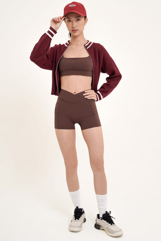 Warm-Up Knit Jacket in Dark Cherry