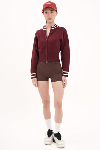 Warm-Up Knit Jacket in Dark Cherry