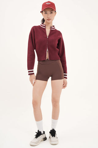 Warm-Up Knit Jacket in Dark Cherry