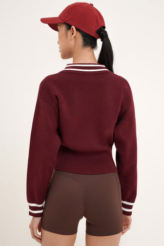 Warm-Up Knit Jacket in Dark Cherry