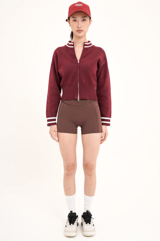 Warm-Up Knit Jacket in Dark Cherry