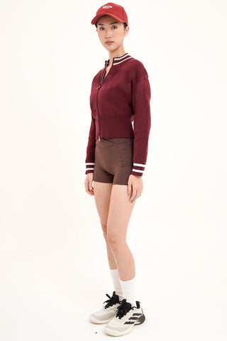 Warm-Up Knit Jacket in Dark Cherry