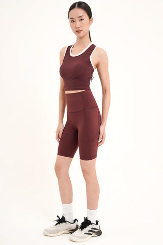 Energy Biker Shorts in Burgundy Wine (XS left)