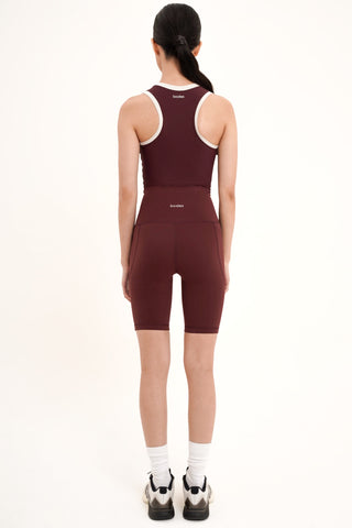 Energy Biker Shorts in Burgundy Wine (XS left)