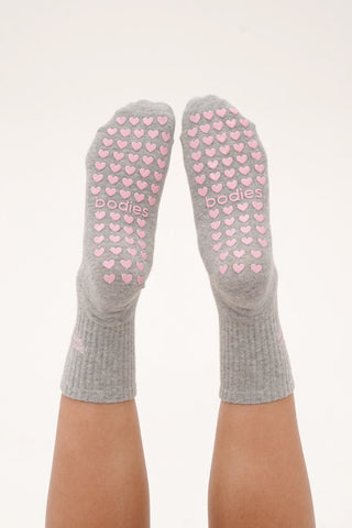 Sweat Now, Shine Later Grip Socks in Grey