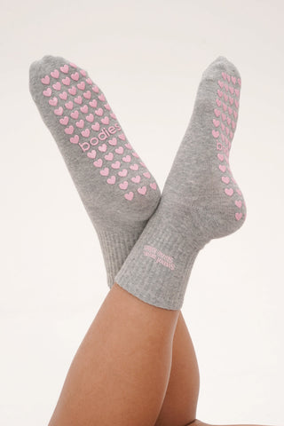 Sweat Now, Shine Later Grip Socks in Grey