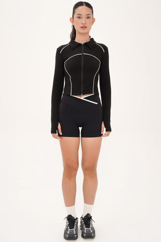Racer Contrast Jacket in Black
