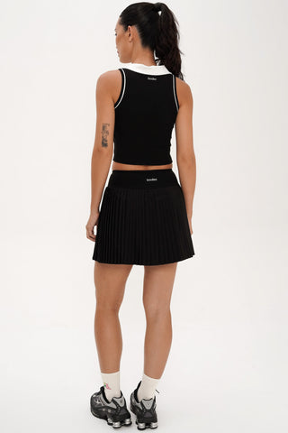 Deuce Contrast Polo Top in Black (Last Pieces)