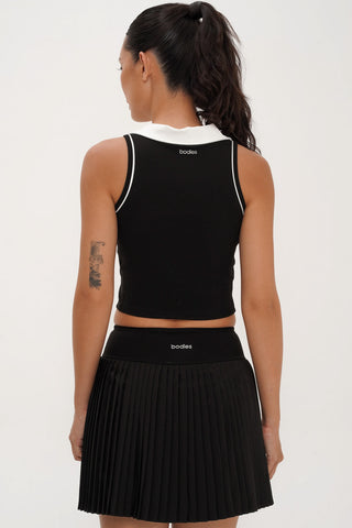 Deuce Contrast Polo Top in Black (Last Pieces)
