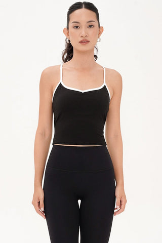 Heart Contrast Bra Tank in Black