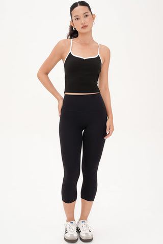 Heart Contrast Bra Tank in Black