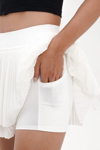 Asymmetrical Pleated Skirt in White