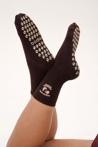 Strong Core, Stronger Coffee Grip Socks in Espresso