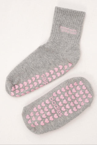 Sweat Now, Shine Later Grip Socks in Grey