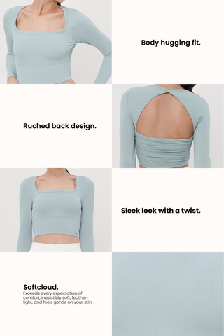 Restore Long Sleeve Bra Top in Baby Blue (XS LEFT)