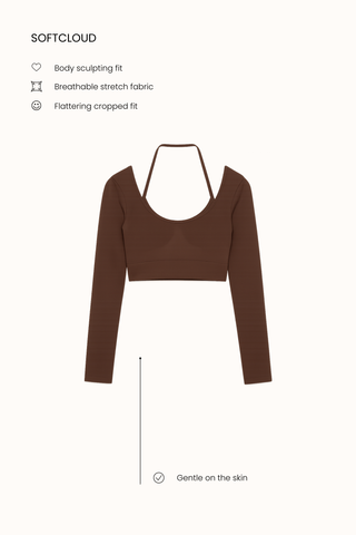 Surge Long Sleeve Bra Top in Espresso